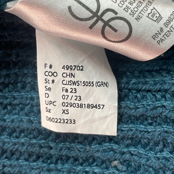 Jessica Simpson™ Ladies' Ribbed Sweater Colors: Teal Size: XS - Picture 5 of 11